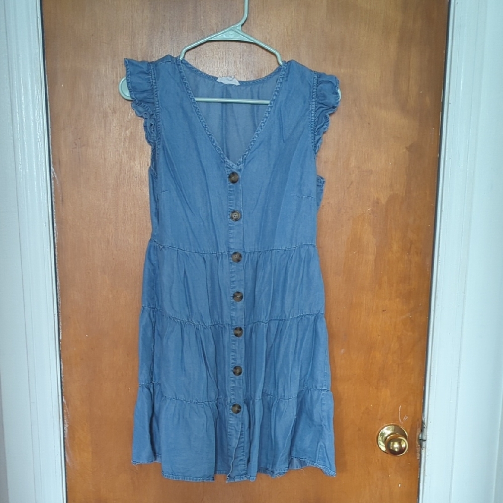Blu Pepper Blue Cap Sleeve Ruffled Mini Dress